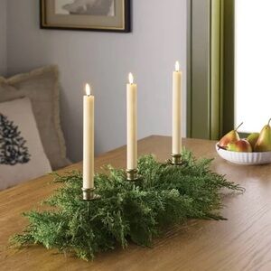 **Set of 2** Hearth & Hand™ 36" Greenery Holiday Centerpiece Brass Candle Holder